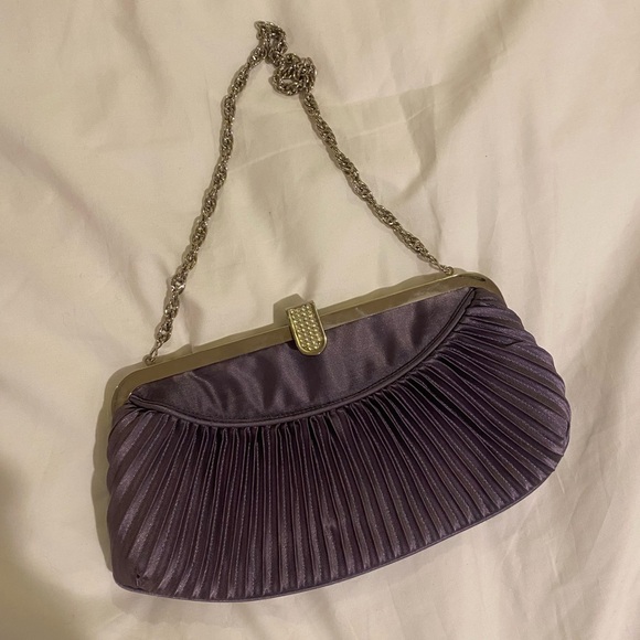Vintage Lord & Taylor Periwinkle Silk Evening Bag - Picture 1 of 5